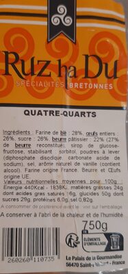 Quatre-quarts front packaging