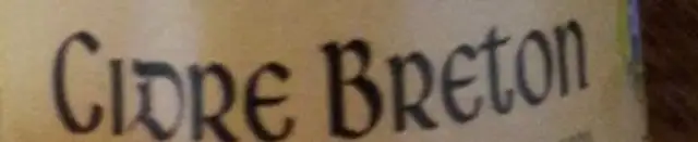 Cidre Breton doux ingredients label
