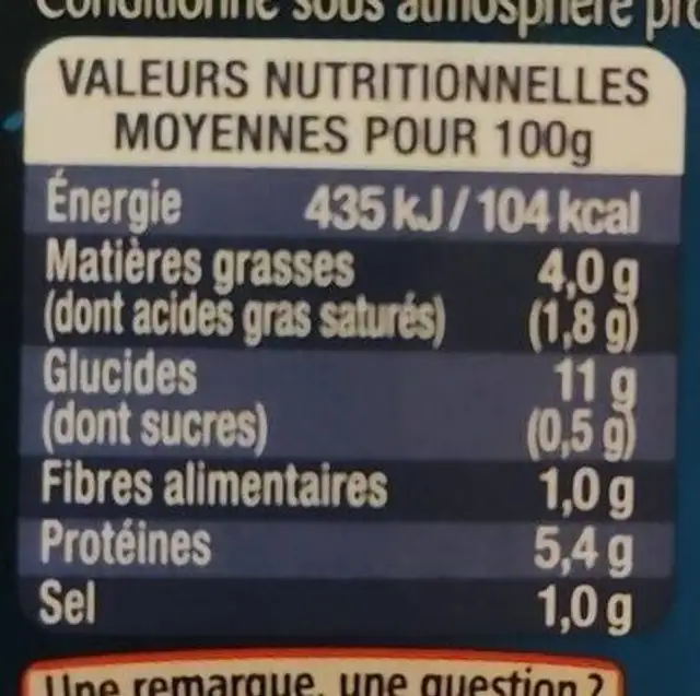 Saumon au citron nutrition facts table