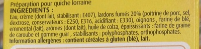Mes préparations pour quiche Lorraine ingredients label