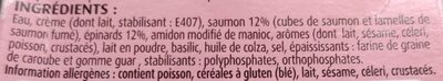 Tarte Saumon-Épinards ingredients label