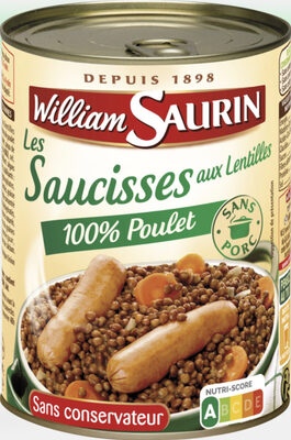 Les saucisses aux lentilles 100% Poulet front packaging