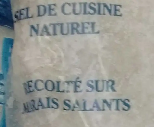 Gros sel marin ingredients label