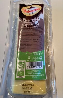 Emmental orgánico front packaging