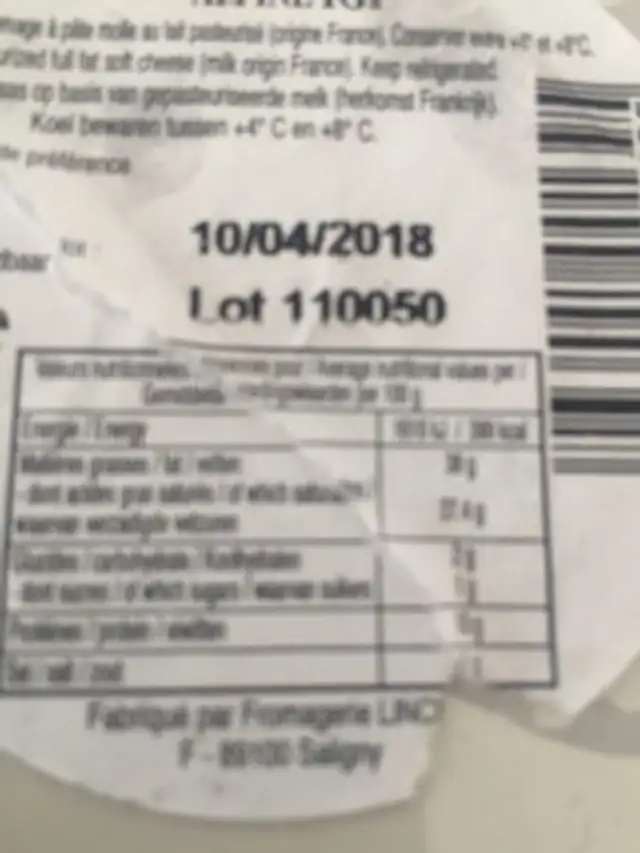 Brillât Savarin affiné nutrition facts table