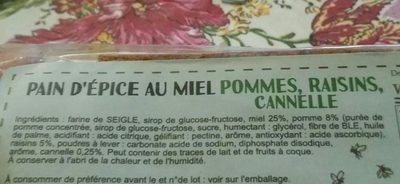 Pain D'épice Pomme Raisin Cannelle 300G ingredients label