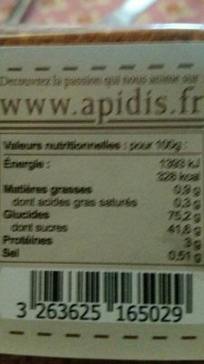 Pain D'épice Pomme Raisin Cannelle 300G nutrition facts table