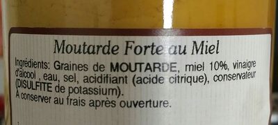 Moutarde forte au miel ingredients label