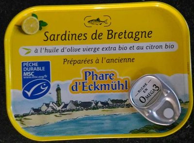 Sardines de Bretagne à l'Huile d'Olive Vierge Extra Bio et au Citron Bio