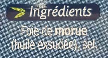 Foie de morue ingredients label