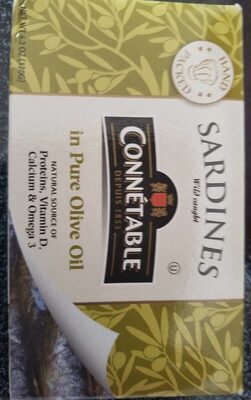 Sardines in olive oil front packaging