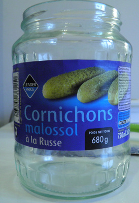 Cornichons malossol à la Russe front packaging