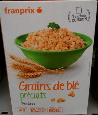 Grains de blé précuits tendres front packaging