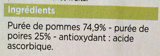 La pomme poire ingredients label