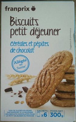 biscuits petit dejeuner allégés en sucre front packaging