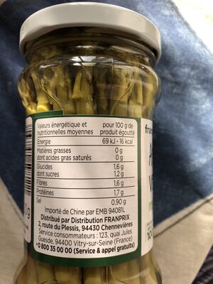 Asperges vertes miniatures ingredients label