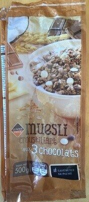 Muesli croustillant aux 3 chocolats front packaging