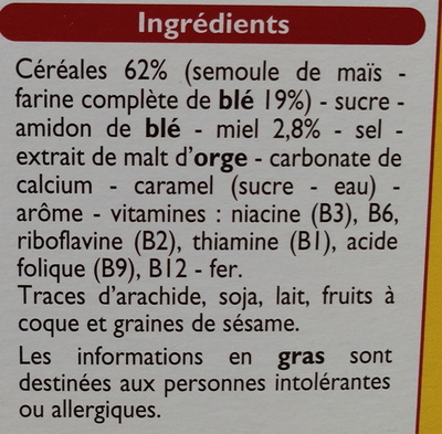 Croki miel ingredients label