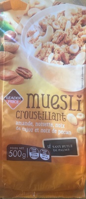 Muesli croustillant, amande, noisette, noix de cajou et noix de pécan