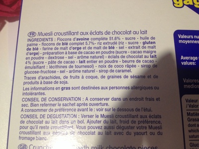 Muesli Croustillant aux Éclats de Chocolat au Lait