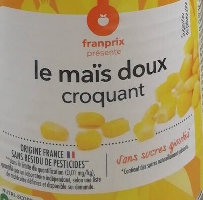 Le maïs doux croquant
