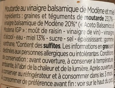Moutarde ingredients label
