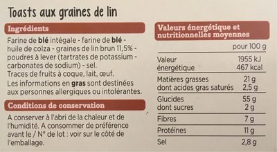Toasts graines de lin front packaging