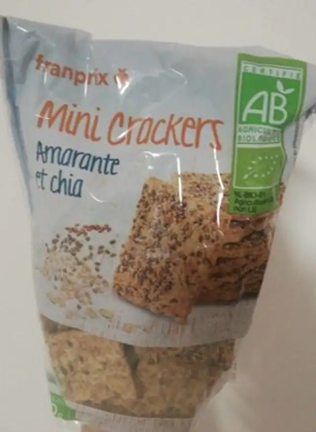Mini crackers Amarantes et chia front packaging
