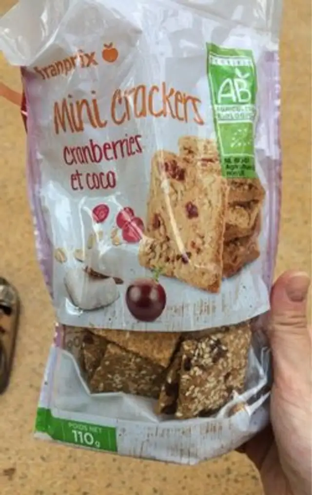 Mini crackers cranberries coco bio front packaging