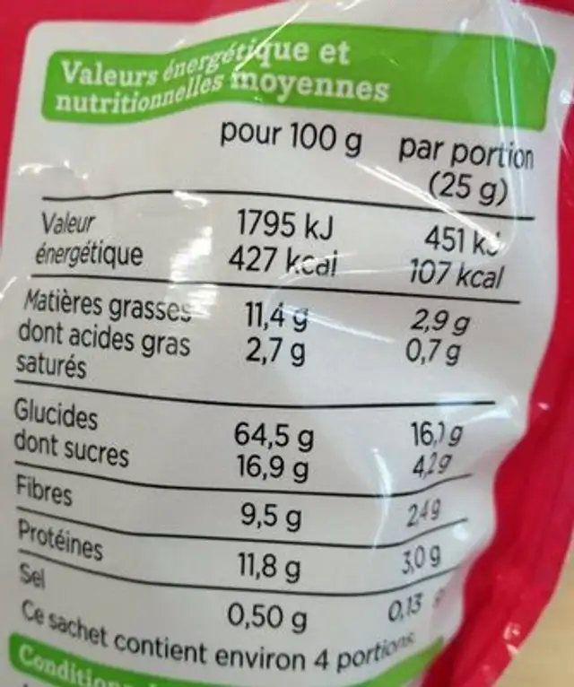 Mini crackers cranberries coco bio nutrition facts table