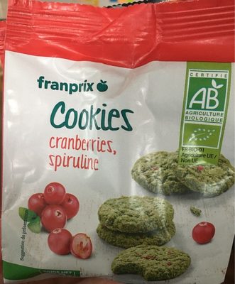 Mini cookies cranberries et spiruline front packaging