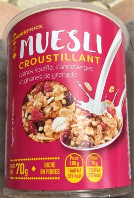 Muesli Crous Muesli quinoa canneberge et graines de grenade