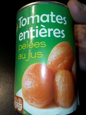 Tomates entières pelées au jus front packaging