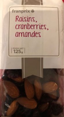 Raisons, cranberries, amandes