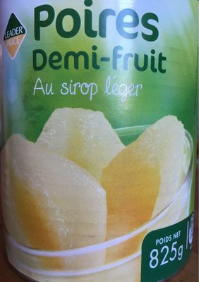 Poires demi fruit au sirop leger front packaging