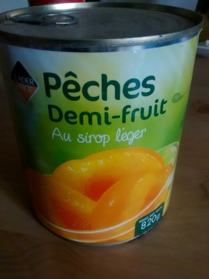 Pêches Demi-fruit au sirop léger front packaging