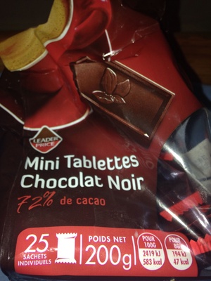 Mini tablettes chocolat noir