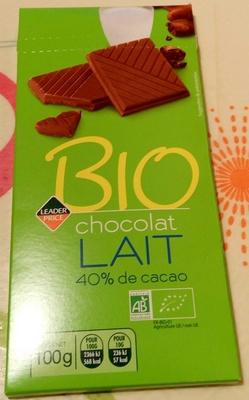 Bio chocolat lait 40% de cacao