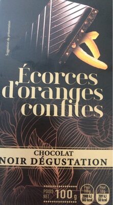 Chocolat noir dégustation ecorces d’orange front packaging