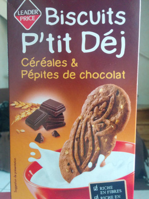 Biscuits P'tit Déj céréales & Pépites de chocolat