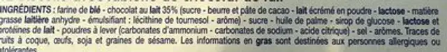 12 Biscuits Chocolat au Lait ingredients label