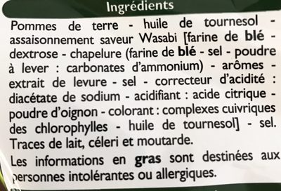 Chips croustillantes saveur Wasabi ingredients label