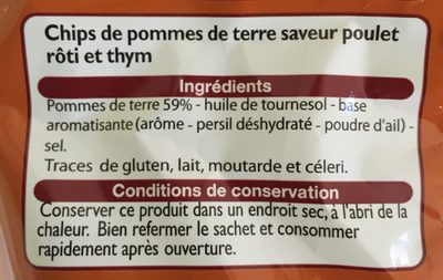 Chips croustillantes saveur Poulet rôti et Thym ingredients label