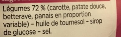 Chips de légumes ingredients label