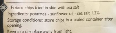 Potato chips fried in skin with sea salt ingredients label