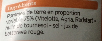 Chips aux 3 pommes de terre ingredients label