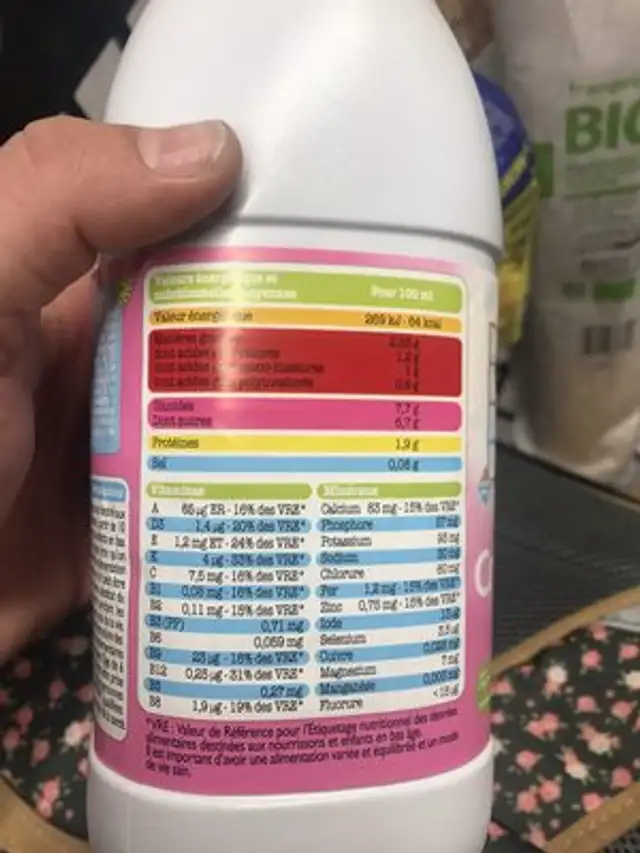 Bébé Croissance ingredients label