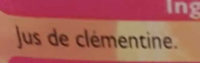 Pur jus de clémentine ingredients label
