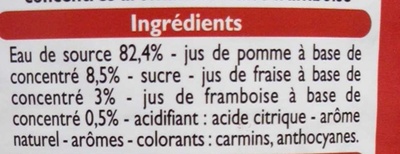 Boisson Fraise framboise ingredients label