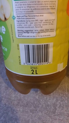 Boisson pomme poire à l'Eau de Source front packaging